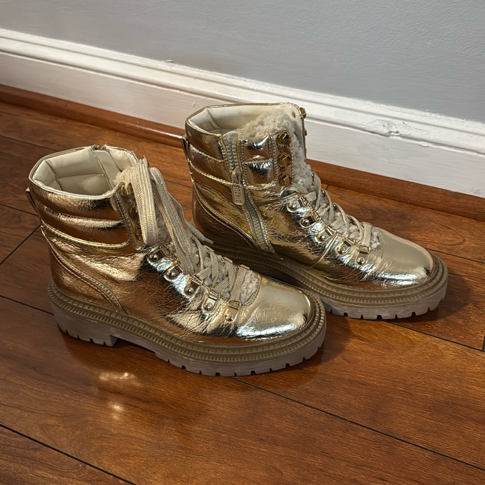 Circus by Sam Edelman Metallic Gold Combat Boots-no box